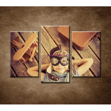 Obrazy na stenu - Dieťa s hračkou - 3-dielny 75x50cm