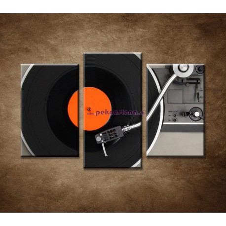 Obrazy na stenu - Gramofón - 3-dielny 75x50cm