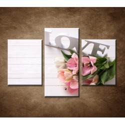 Obrazy na stenu - Love a tulipány - 3dielny 90x60cm