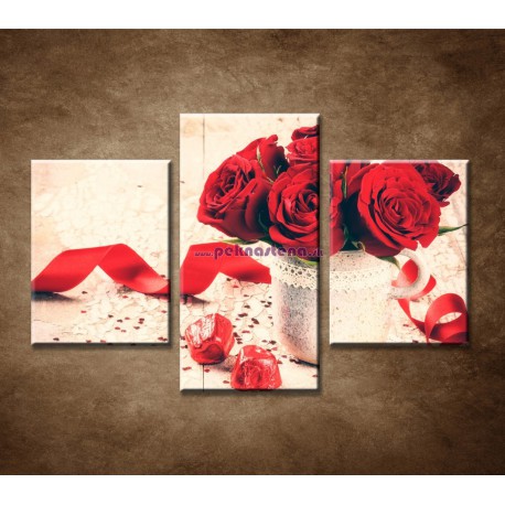 Obrazy na stenu - Valentínske ruže - 3dielny 90x60cm