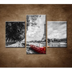 Obrazy na stenu - Červená loďka - 3dielny 90x60cm