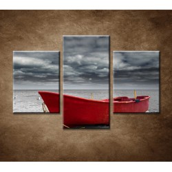 Obrazy na stenu - Čln na pláži - 3dielny 90x60cm