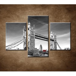 Obrazy na stenu - Červený autobus na Tower Bridge - 3dielny 90x60cm