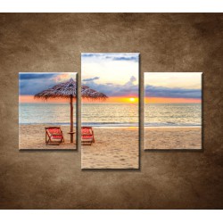 Obrazy na stenu - Slnečník na pláži - 3dielny 90x60cm