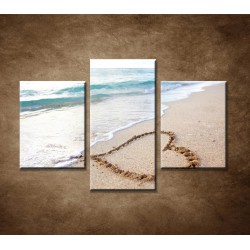 Obrazy na stenu - Srdce na pláži - 3dielny 90x60cm