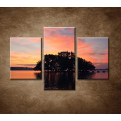 Obrazy na stenu - Západ slnka na jazere - 3dielny 90x60cm