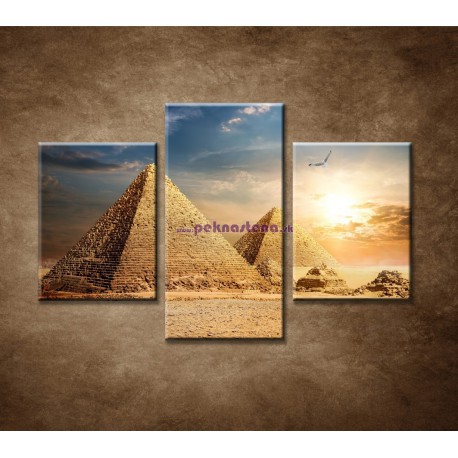 Obrazy na stenu - Západ slnka nad pyramídami - 3dielny 90x60cm