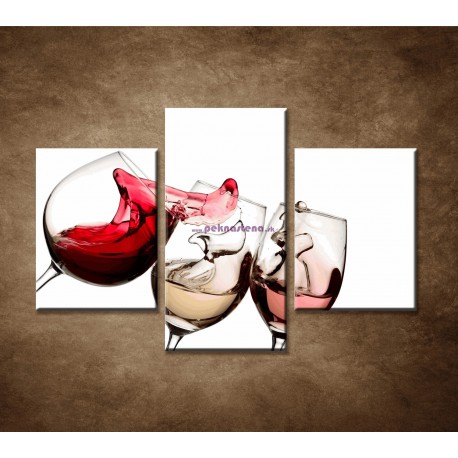 Obrazy na stenu - Tri druhy vína- 3dielny 90x60cm