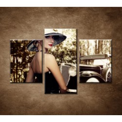 Obrazy na stenu - Žena a auto - 3dielny 90x60cm
