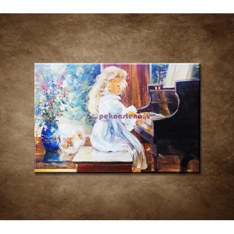 Obrazy na stenu - Maľba - Dievčatko a klavír
