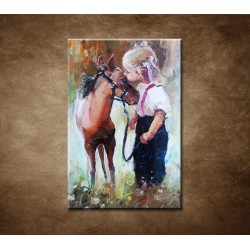 Obrazy na stenu - Olejomaľba - Dievčatko a poník