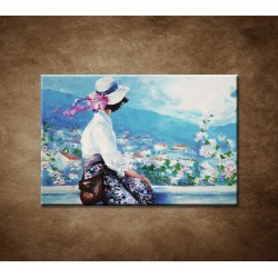 Obrazy na stenu - Olejomaľba - Žena na terase