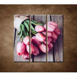 Obrazy na stenu - Jarné tulipány - 3dielny 90x90cm