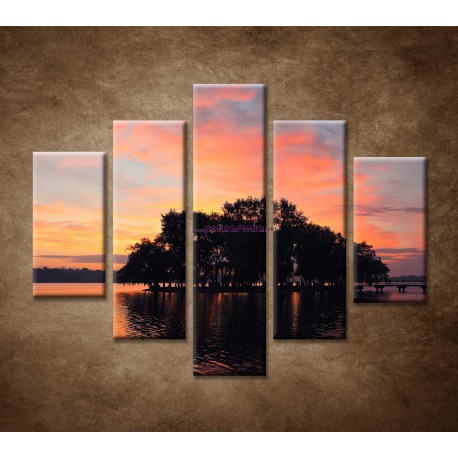Obrazy na stenu - Západ slnka na jazere - 5dielny 100x80cm