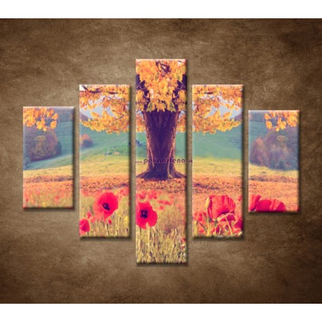 Obrazy na stenu - Jesenný strom - 5dielny 100x80cm