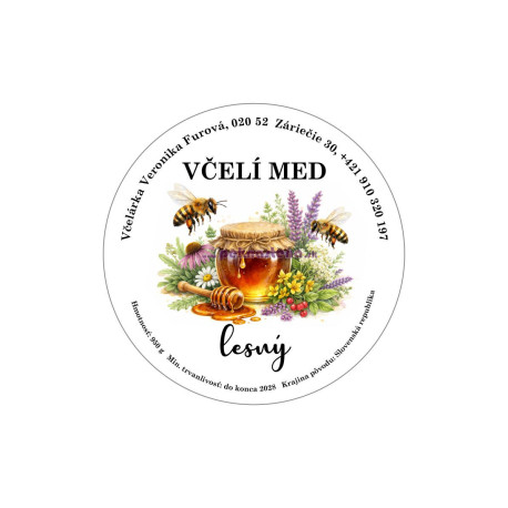 Etiketa - Včelí med - lesný
