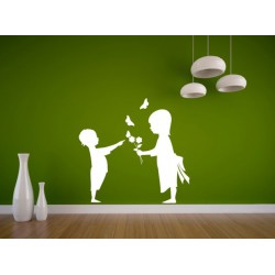 Nálepka na stenu - Chlapček a dievčatko