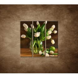 Obraz na stenu - Tulipány vo váze - zátišie - 3dielny 90x90cm