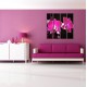 Obrazy na stenu - Ružová orchidea na čiernom pozadí - 4dielny 120x120cm