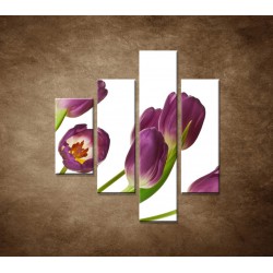 Obrazy na stenu - Fialové tulipány - 4dielny 80x90cm