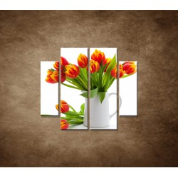 Obrazy na stenu - Červené tulipány - 4dielny 100x90cm